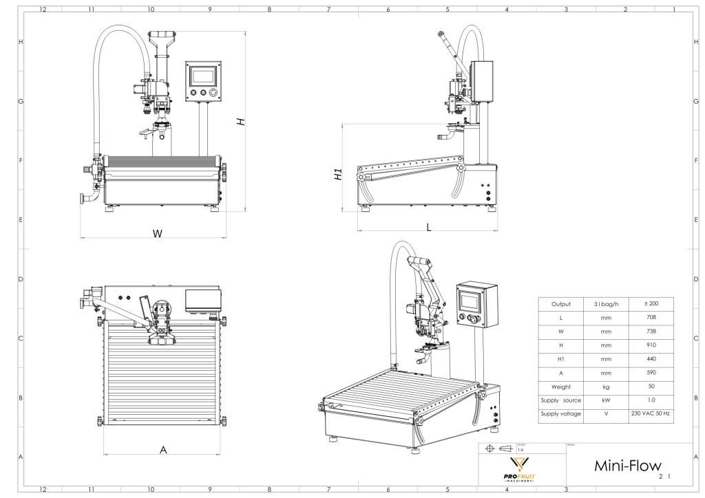 profruit table version bag in box filler miniflow
